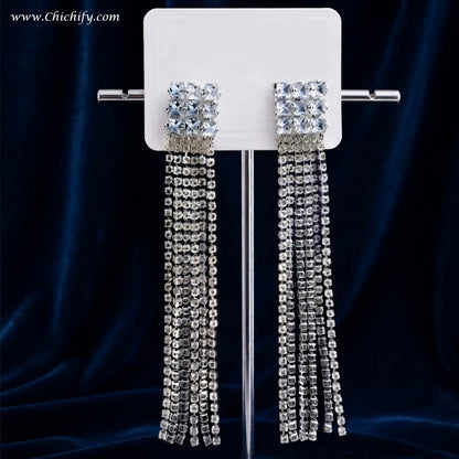 Crystal Cascade Tassel Earrings