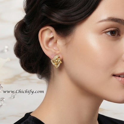 Aurora Luxe Interlock Stud Earrings (925 Silver Sterling)