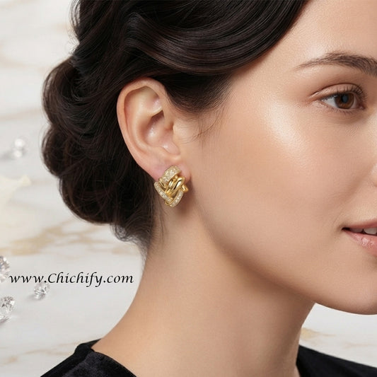 Aurora Luxe Interlock Stud Earrings (925 Silver Sterling)