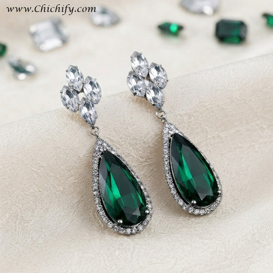 Emerald Elegance Teardrop Earrings