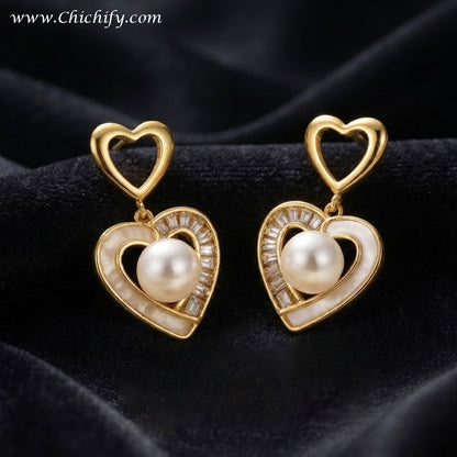 Pearl Heart Radiance Drop Earrings