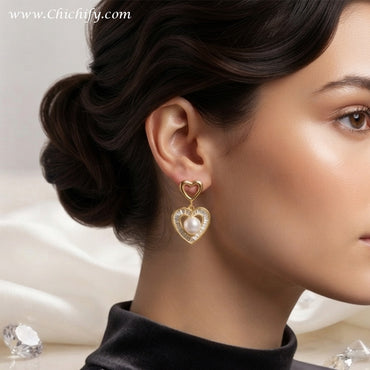 Pearl Heart Radiance Drop Earrings