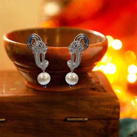 Pearl Drop 3 Layer American Diamond Earring