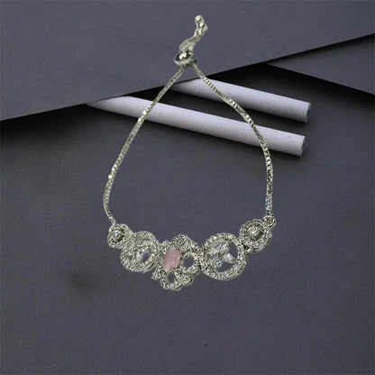 Silver AD Pink Square Designer Bracelet