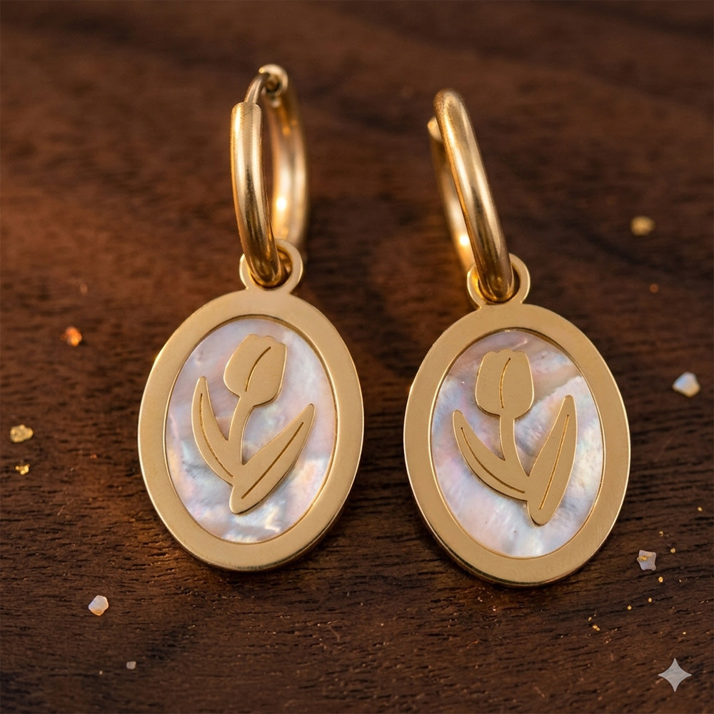 Chichify Stylish Gold-Plated Floral Tulip Earrings for Professional Women
