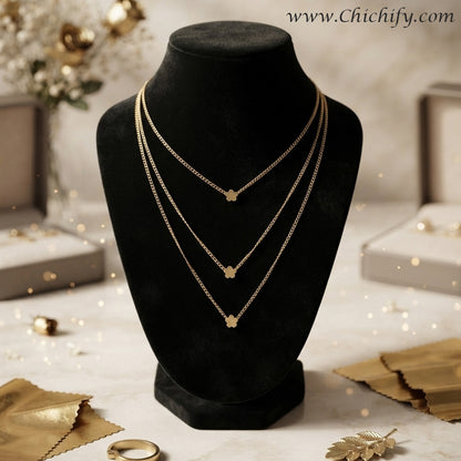 Celeste Clover Triple Layer Necklace / Chain