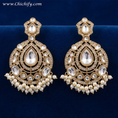 Royal Kundan Pearl Drop Earrings