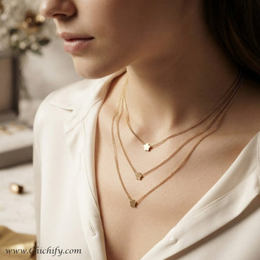 Celeste Clover Triple Layer Necklace / Chain