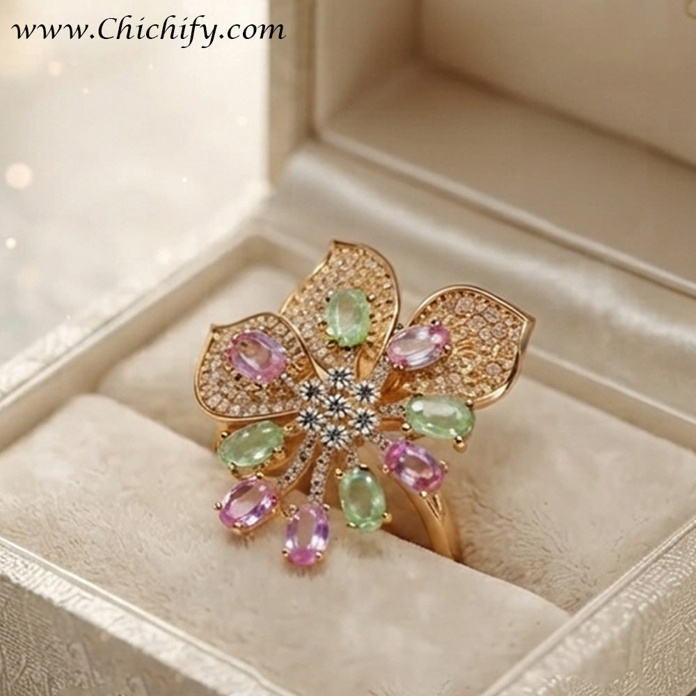 Pastel Bloom Luxe Adjustable Ring