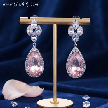 Blush Royale Teardrop Crystal Earrings