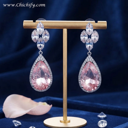 Blush Royale Teardrop Crystal Earrings