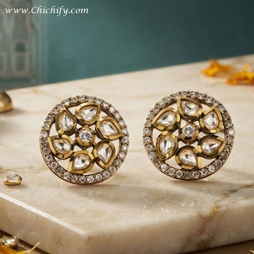 Royal Kundan Bloom Stud Earrings