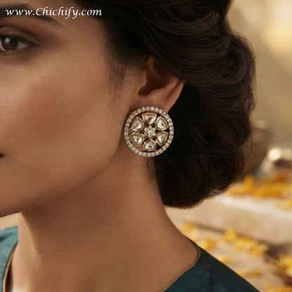 Royal Kundan Bloom Stud Earrings