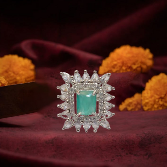 Chichify Median Mint AD Square Ring