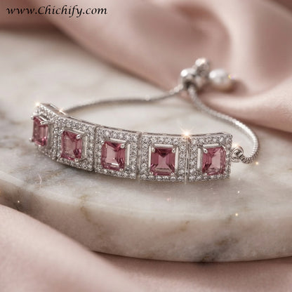 Blush Royale Halo Zircon Adjustable Bracelet