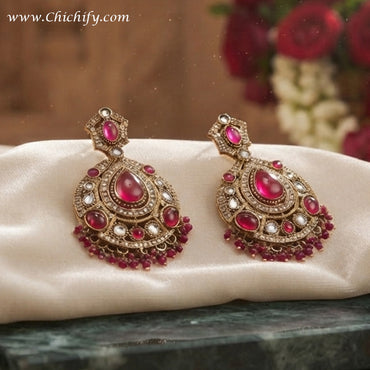 Royal Ruby Kundan Chandbali Earrings