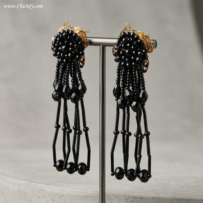 Black Drop Long Trendy Earrings