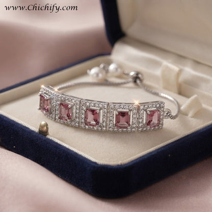 Blush Royale Halo Zircon Adjustable Bracelet