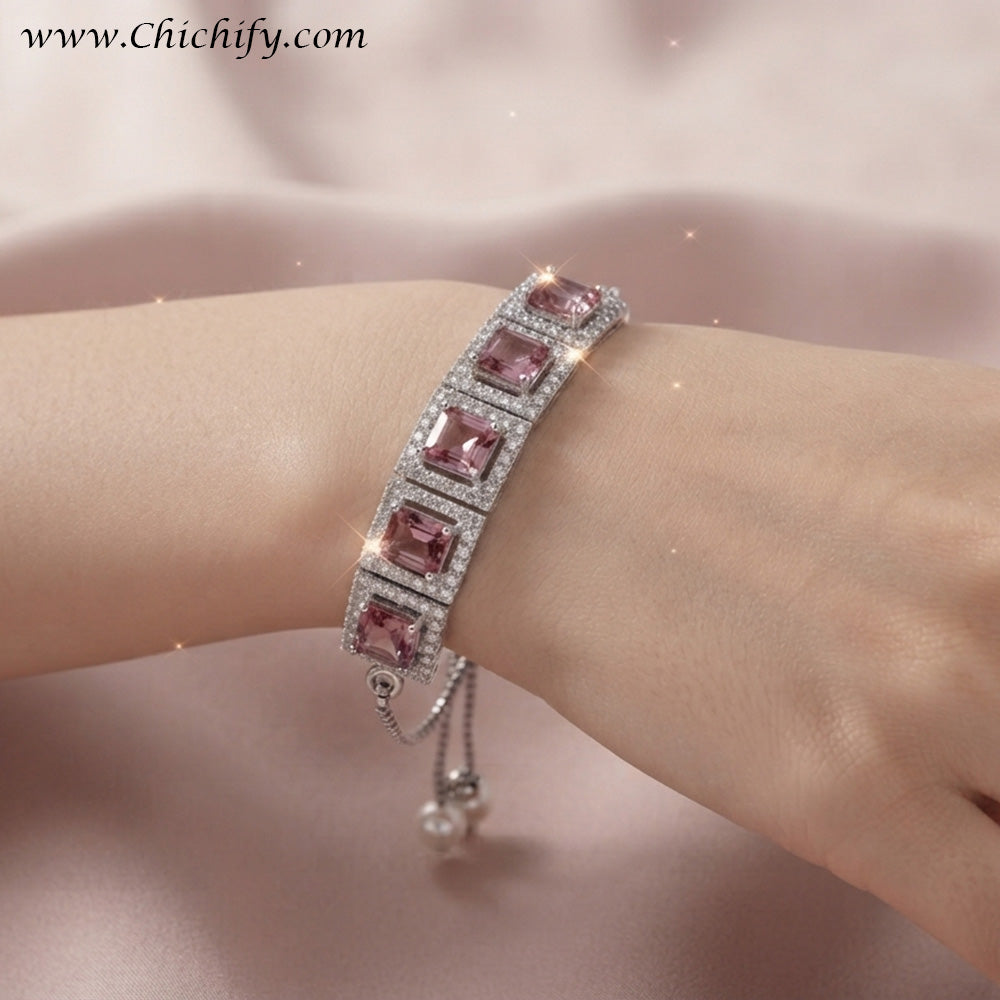 Blush Royale Halo Zircon Adjustable Bracelet