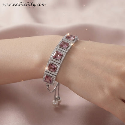Blush Royale Halo Zircon Adjustable Bracelet