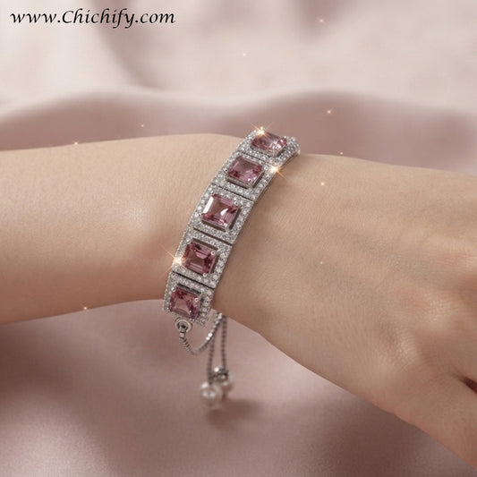 Blush Royale Halo Zircon Adjustable Bracelet