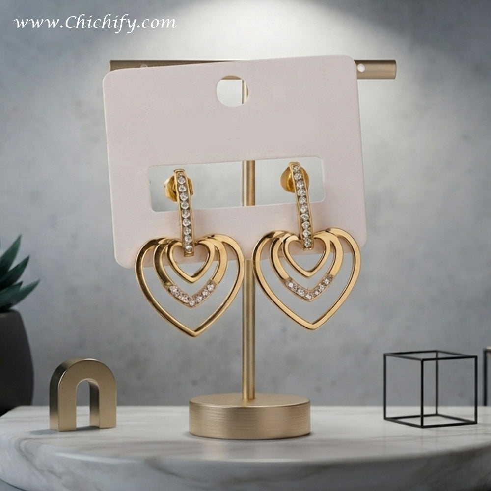 Eternal Heart Stainless Steel Drop Earrings