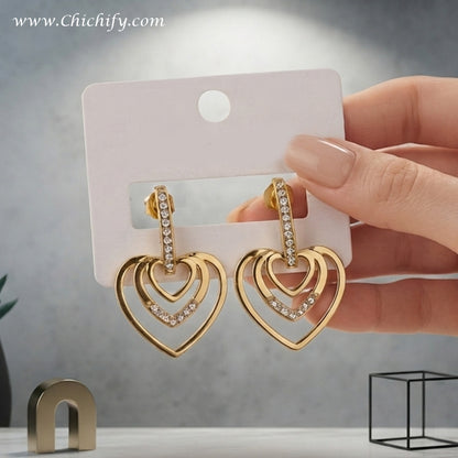 Eternal Heart Stainless Steel Drop Earrings