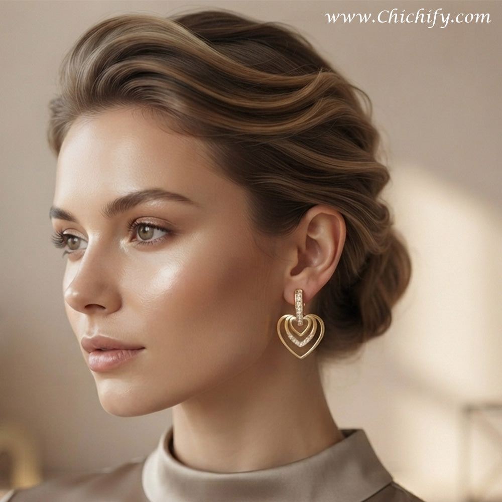 Eternal Heart Stainless Steel Drop Earrings