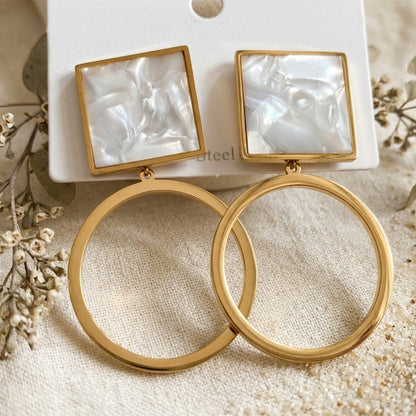 Fashion-Forward Square and Circle Drop Earrings for Women
