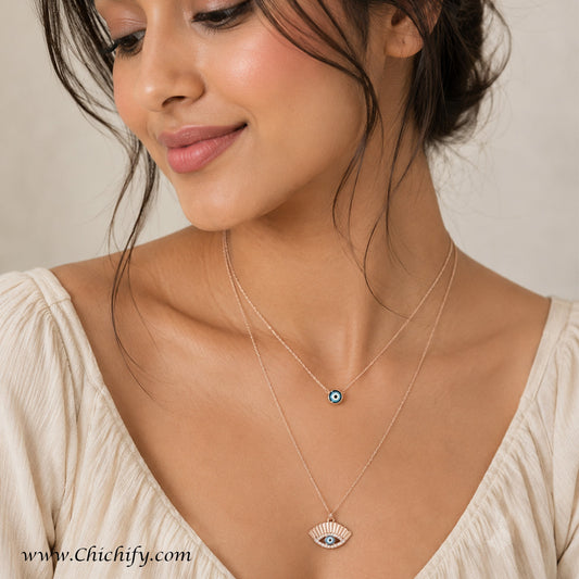 Aurora Radiance Evil Eye Layered Chain Necklace