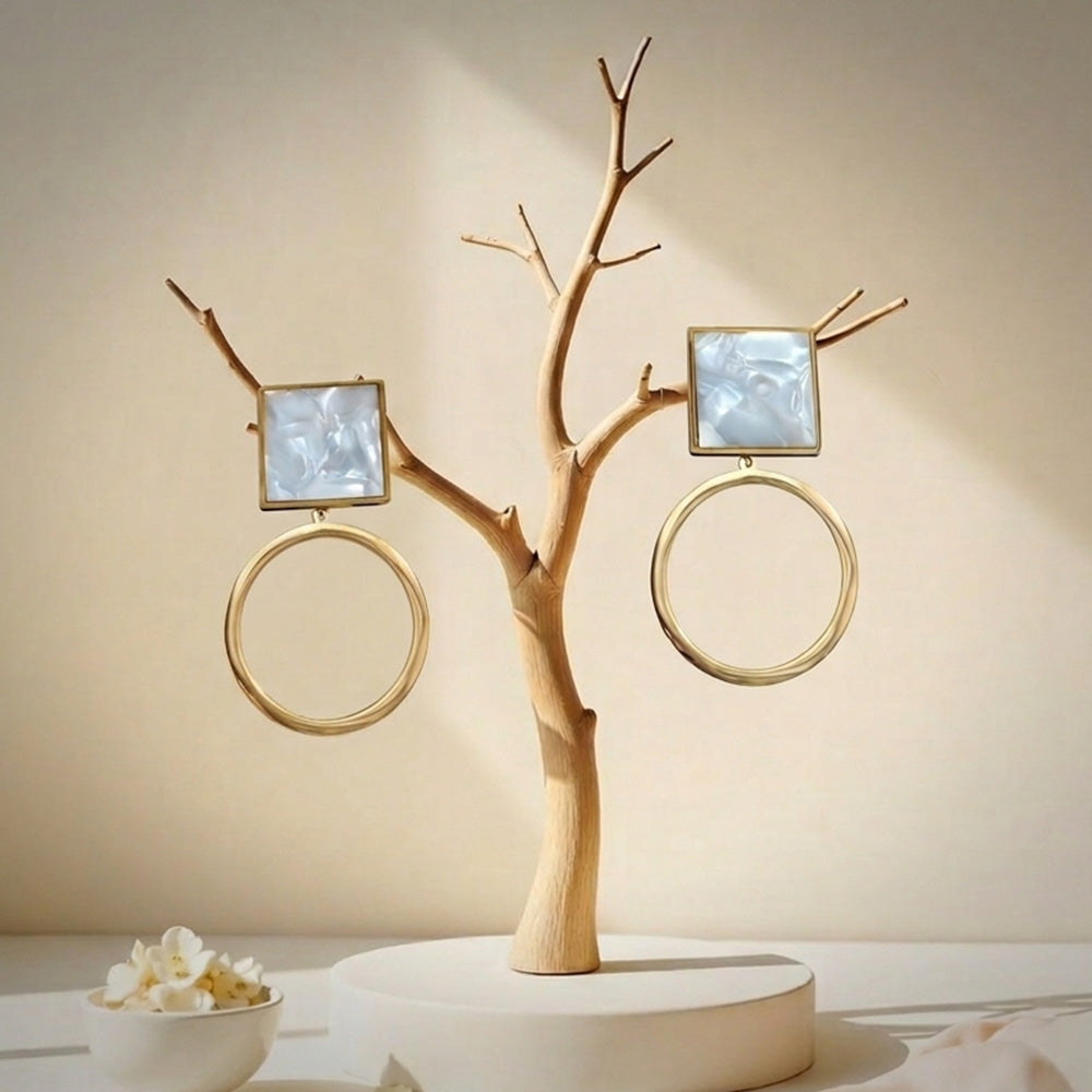 Fashion-Forward Square and Circle Drop Earrings for Women