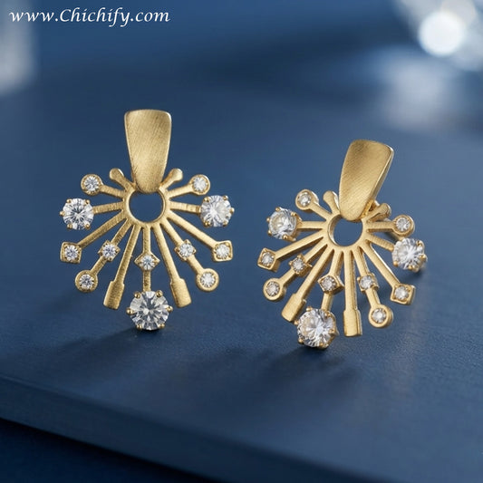 Celestial Radiance Gold-Tone Stud Earrings