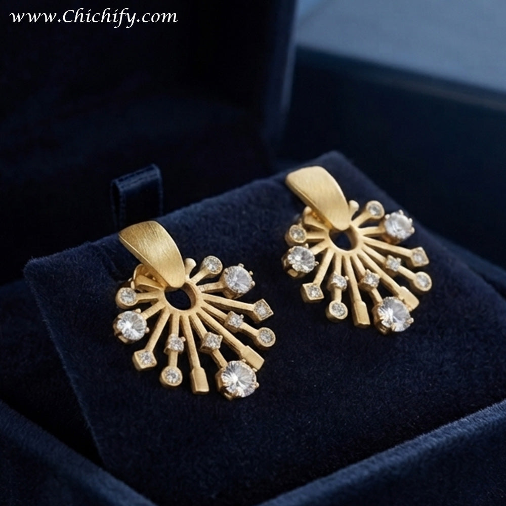 Celestial Radiance Gold-Tone Stud Earrings