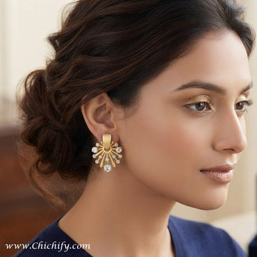 Celestial Radiance Gold-Tone Stud Earrings