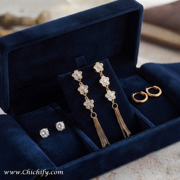 Floral Charm 3-in-1 Gold-Tone Earring Set
