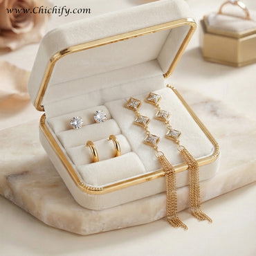 Golden Luxe 3-Piece Geometric Earring Set