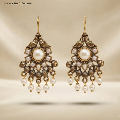 Royal Ivory Pearl Chandbali Earrings