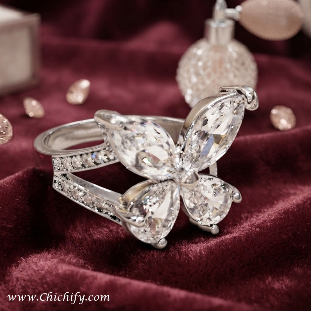 Flutter Luxe Butterfly Adjustable Ring