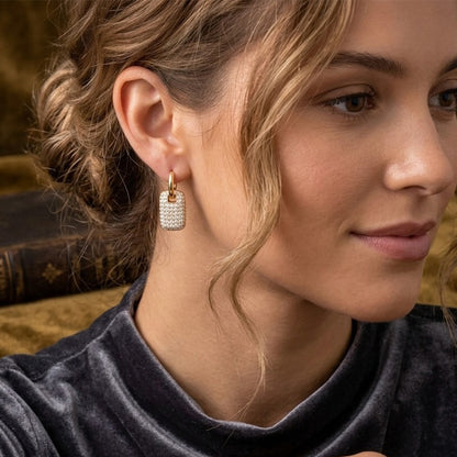 Elegant Gold-Toned Rectangle Dangler Earrings for Women