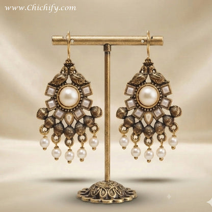Royal Ivory Pearl Chandbali Earrings