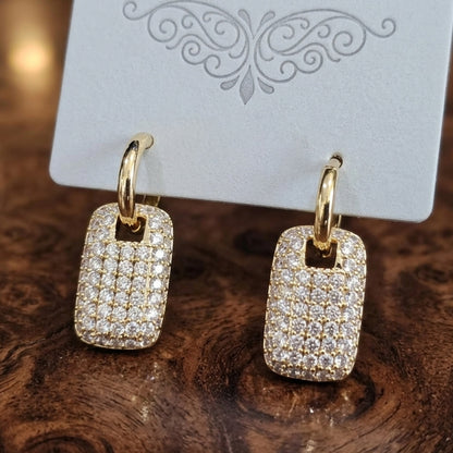 Elegant Gold-Toned Rectangle Dangler Earrings for Women