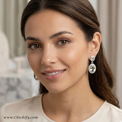Chichify Crystal Aura Halo Drop Earrings