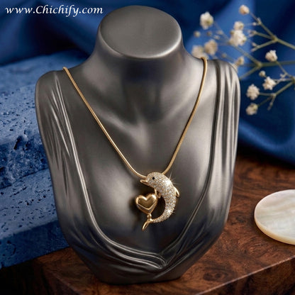 Dolphin Love Anti-Tarnish Pendant Necklace