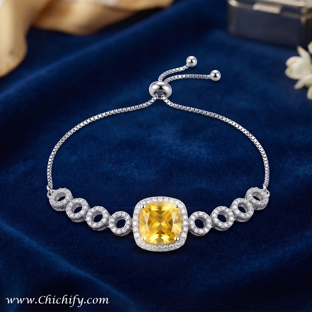 Elegant Yellow Stone AD Infinity Bracelet