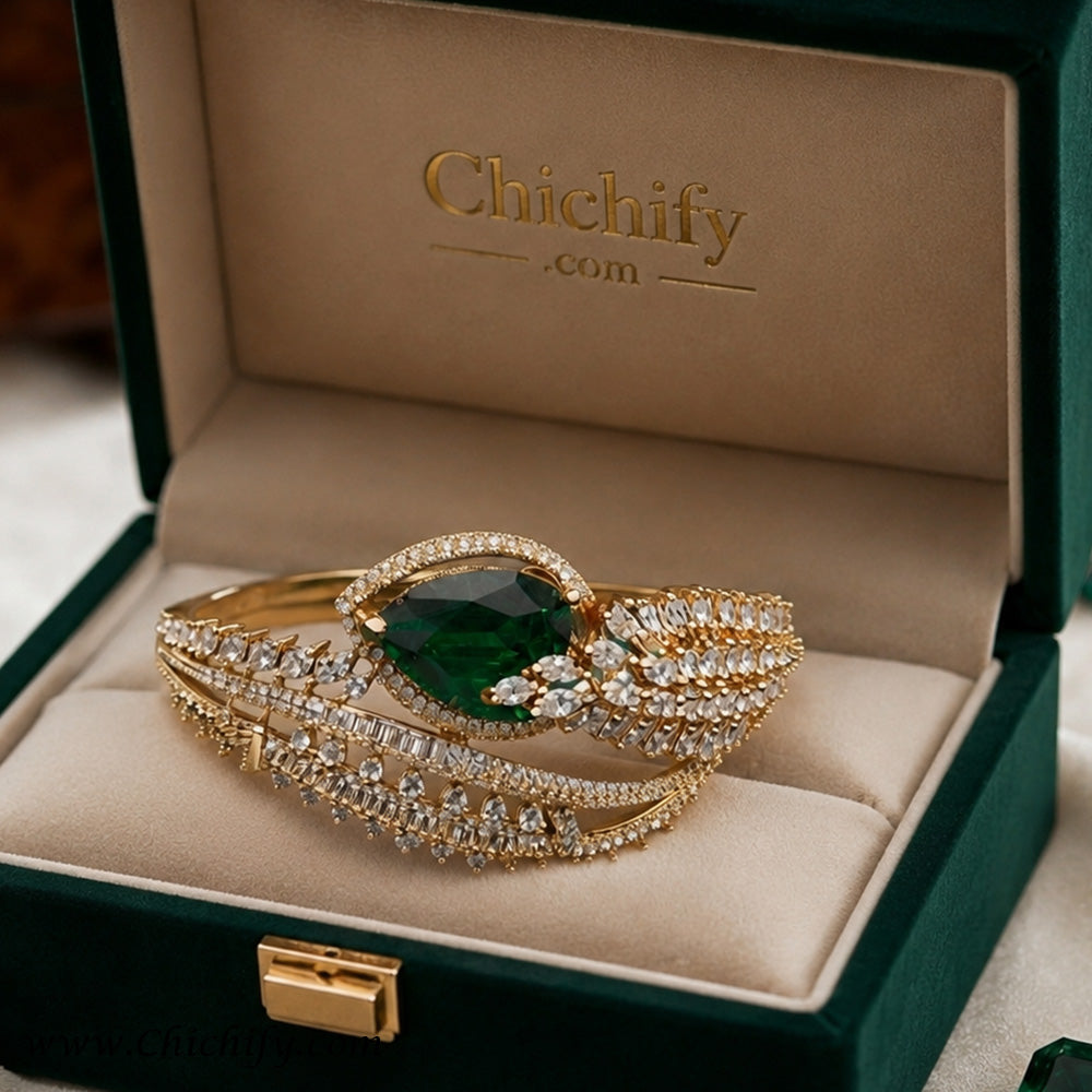 Emerald Royale Green American Diamond Bracelet