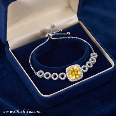 Elegant Yellow Stone AD Infinity Bracelet