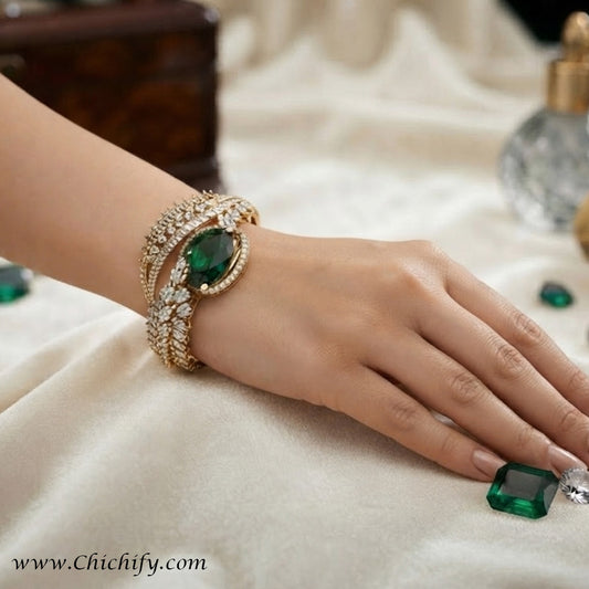 Emerald Royale Green American Diamond Bracelet