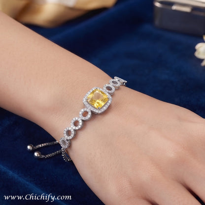 Elegant Yellow Stone AD Infinity Bracelet