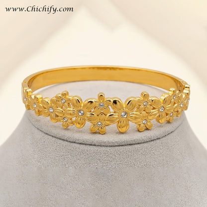 Golden Bloom Floral AD Kada Bracelet