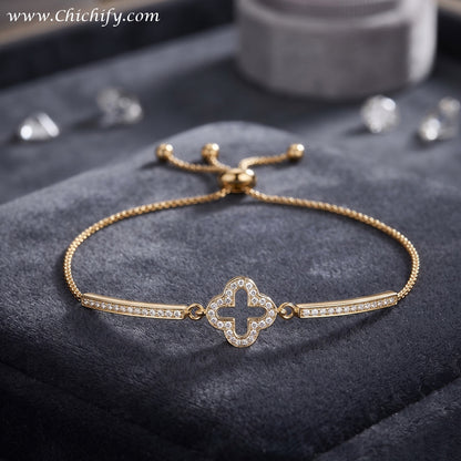 Elegant Clover Charm AD Adjustable Bracelet